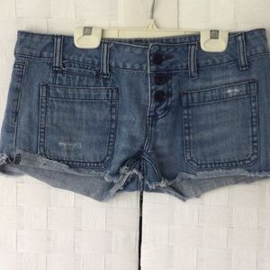 Woman’s American Eagle Jean shorts size 4 color blue washable   #438